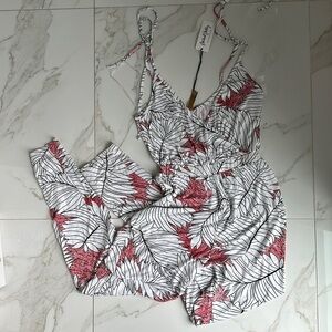 RACHEL PALLY Stacy jumpsuit pant romper size small palm tropical print summer